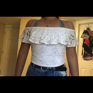 white lace shirt